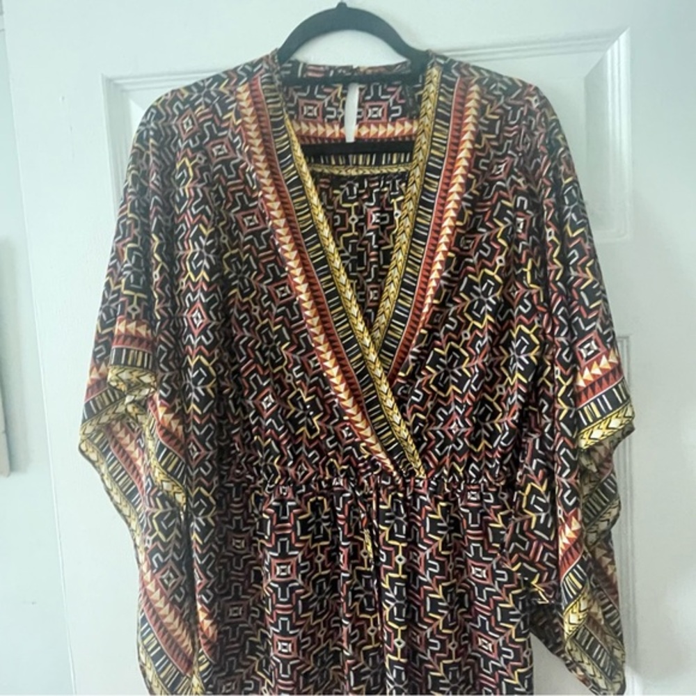 BCBGMaxazria Printed Romper Aztec Print Kaftan Size XS - Picture 4 of 5